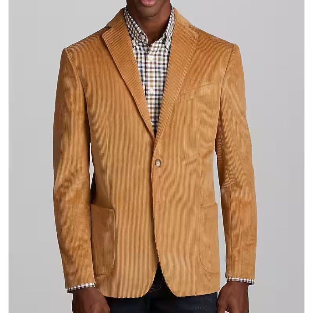 44L Jos A Bank Men's Corduroy Two-Button Blazer Sport Coat Jacket Yellow C100830